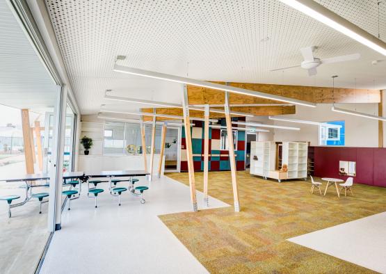 a room with tables and chairs