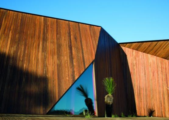 a building with a triangular window