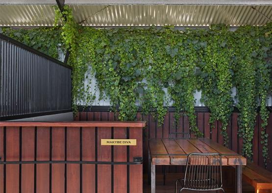 a table and chairs on a patio