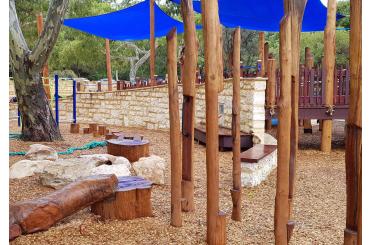 a group of poles in a playground