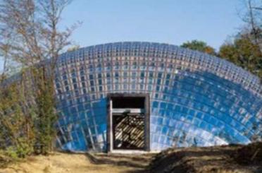 a glass dome with a door